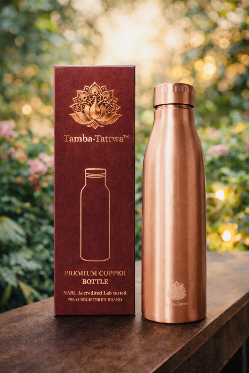 Tamba-Tattwa™ Sattva – Pure Copper Water Bottle (950 ml)