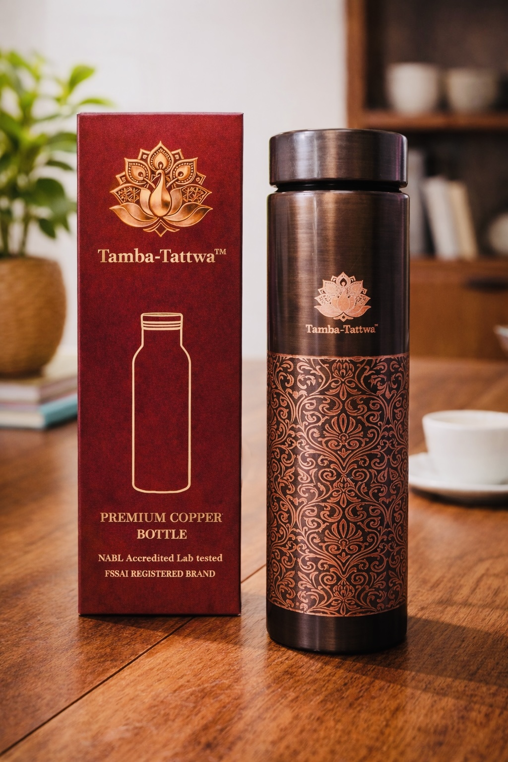 Tamba-Tattwa™ Shuddhi – Pure Copper Water Bottle (950 ml)